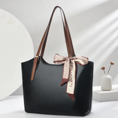 Women Vintage Oil Waxed PU Simple Tote Shoulder Bags with Zipper Closure