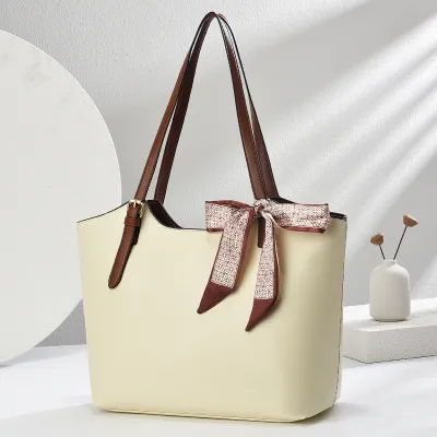 Women Vintage Oil Waxed PU Simple Tote Shoulder Bags with Zipper Closure