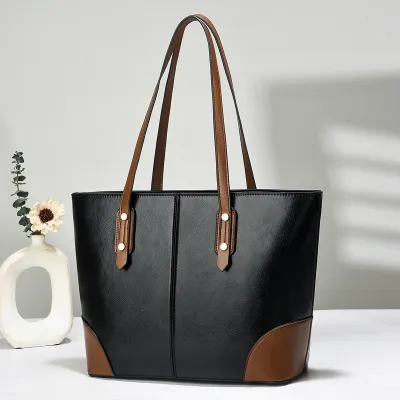 Women Urban Simplicity PU Large Capacity Shoulder Tote Bag with Zipper
