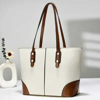 Women Urban Simplicity PU Large Capacity Shoulder Tote Bag with Zipper