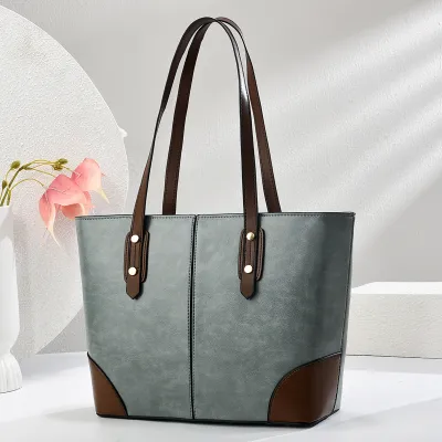 Women Urban Simplicity PU Large Capacity Shoulder Tote Bag with Zipper