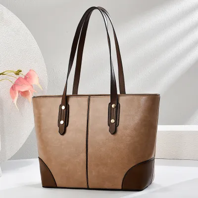 Women Urban Simplicity PU Large Capacity Shoulder Tote Bag with Zipper