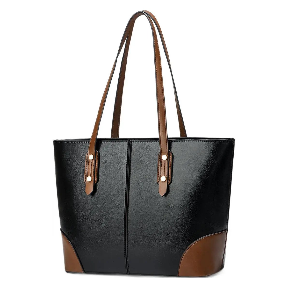 Women Urban Simplicity PU Large Capacity Shoulder Tote Bag with Zipper