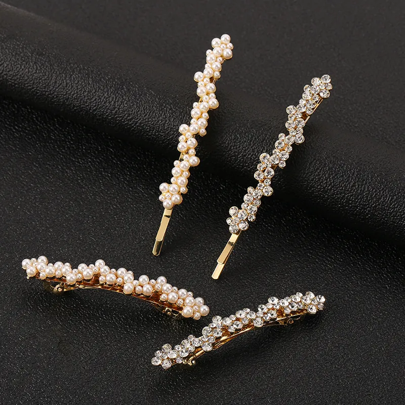 Women's Fashion Pearl Rhinestone Alloy Hair Clip