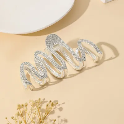 Fashion Rhinestone Wave Hair Claw Women's Alloy Instagram Trendy Hair Clip