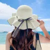 Straw Hat With Streamer-Milk White