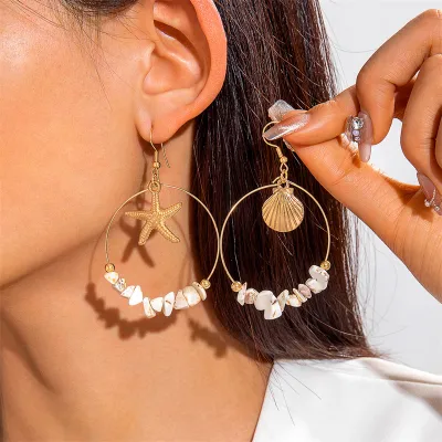 Ocean Wind Imitation Pearl Starfish Sea Earrings