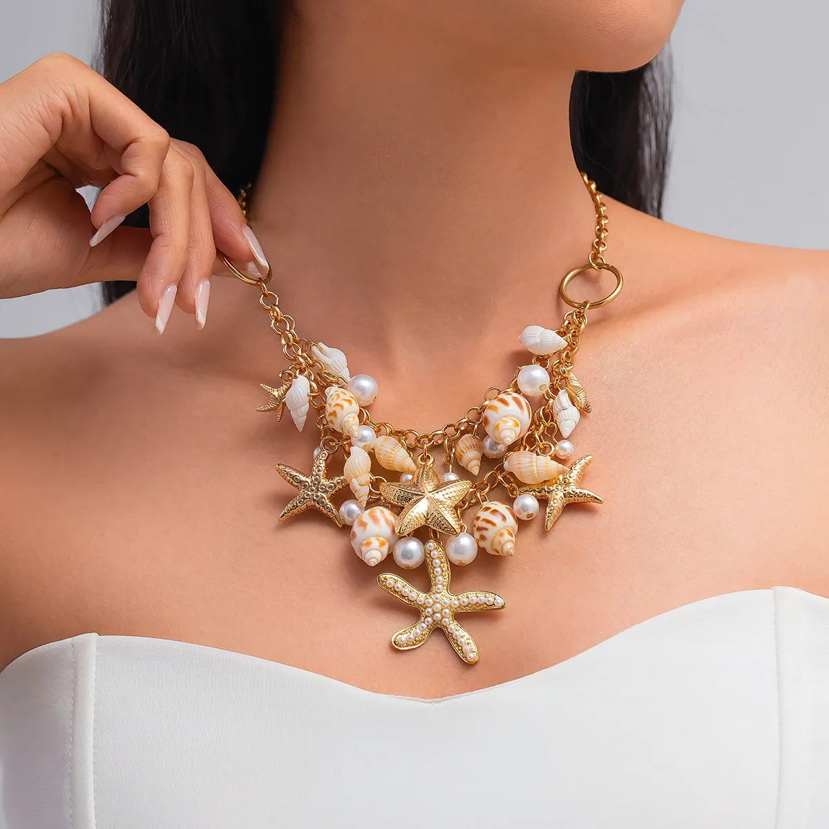 Ocean Wind Vacation Beach Starfish Shell Sea Necklace