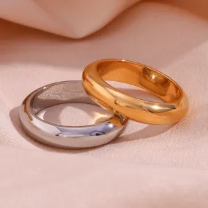 Women's Simple Stainless Steel Plated 18k Gold Ring
