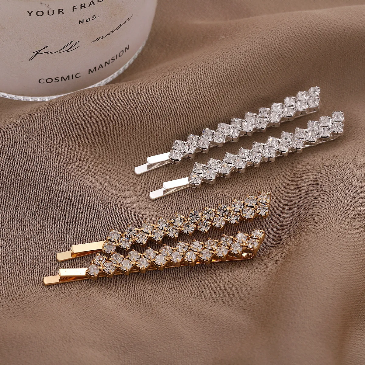 Women Fashion Simple Rhinestone Hairpin Set 2piece/Set
