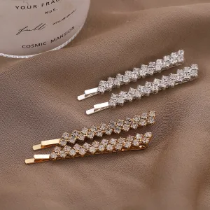 Women Fashion Simple Rhinestone Hairpin Set 2piece/Set