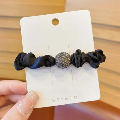 Fashion Women Rhinestone High Elastic Hair Rope Retro Style All-Match Hair Accessory