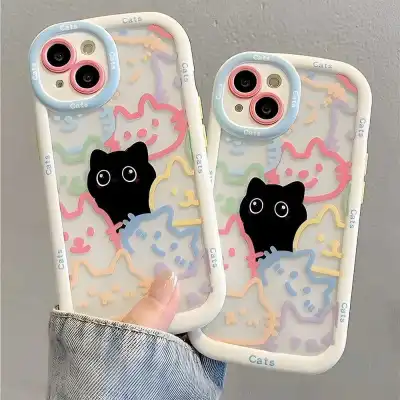 Fashion Cute Multicolor Cat Printed Soft TPU iPhone Case