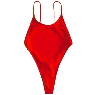 Women Sexy Solid Color Backless One-Piece Swimsuit