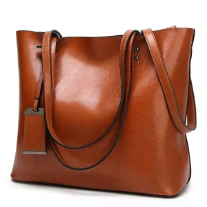 Women Pu Leather Shoulder Tote Bag