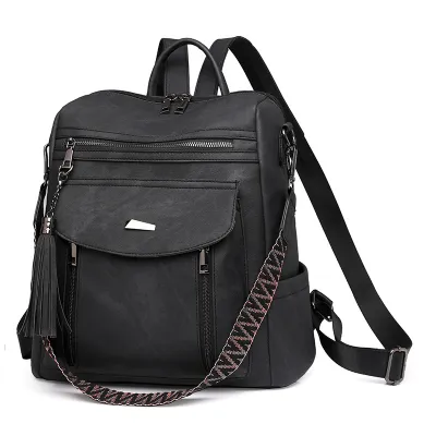 Women Casual Fashion Zipper PU Backpack with Interlayer