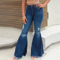 S-L Women Street Style High Waist Zipper Pocket Straight Jeans