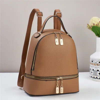 Women Casual Zipper Backpack - Urban Simplicity Soft PU Backpack