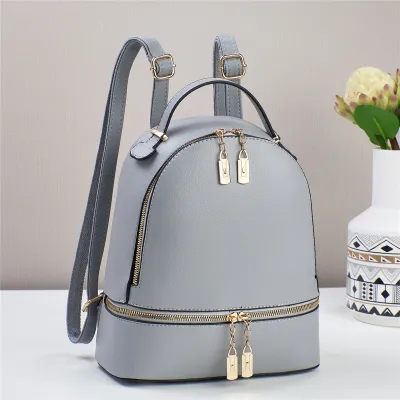 Women Casual Zipper Backpack - Urban Simplicity Soft PU Backpack