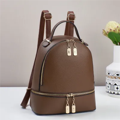 Women Casual Zipper Backpack - Urban Simplicity Soft PU Backpack