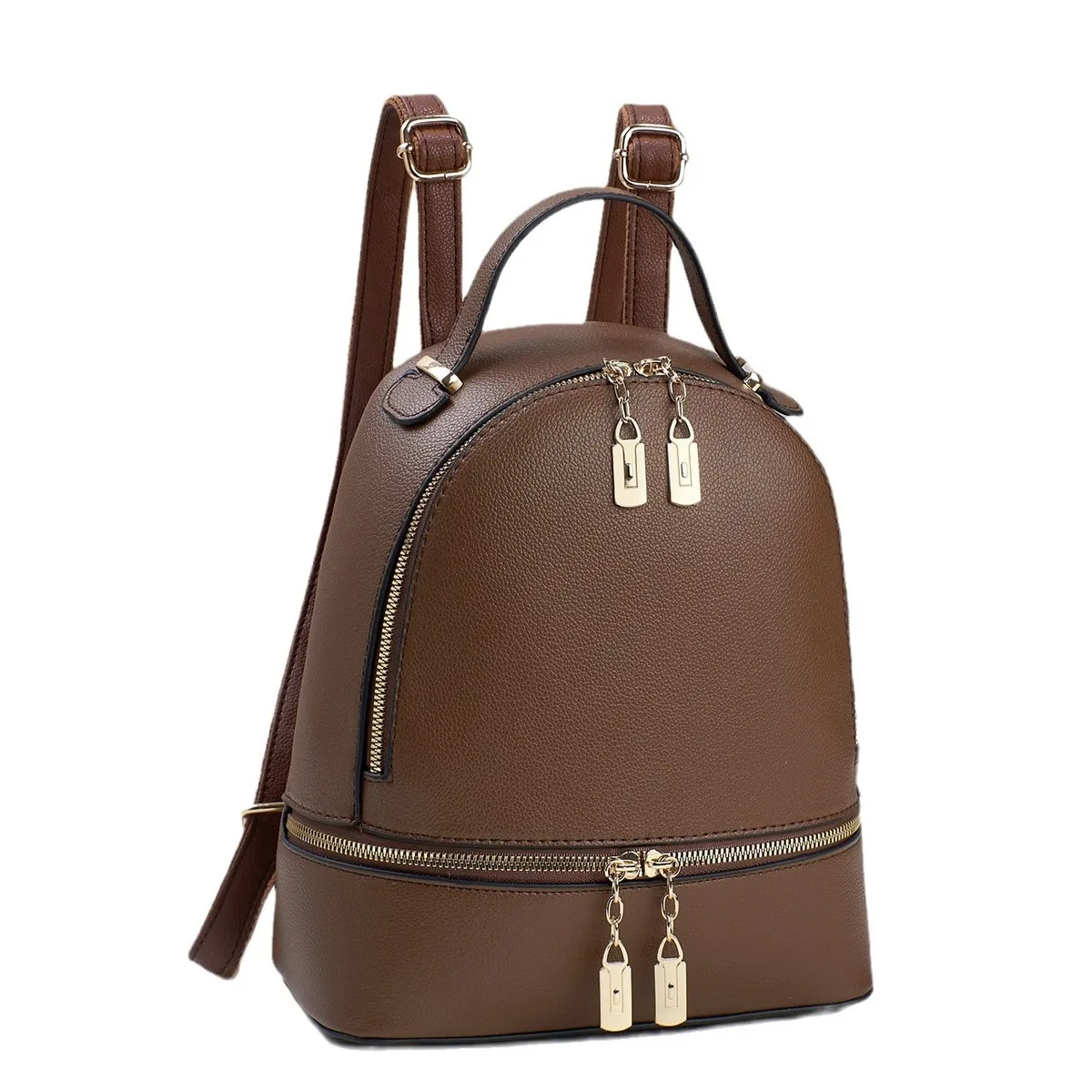 Women Casual Zipper Backpack - Urban Simplicity Soft PU Backpack