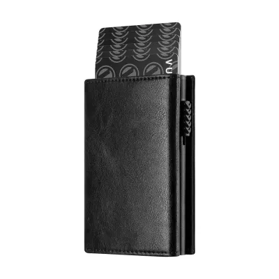 Men Fashion Casual Oil Wax Leather Alloy Automatic Pop-Up Multifunctional Large Capacity Metal Wallet
