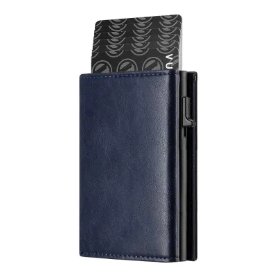 Men Fashion Casual Oil Wax Leather Alloy Automatic Pop-Up Multifunctional Large Capacity Metal Wallet