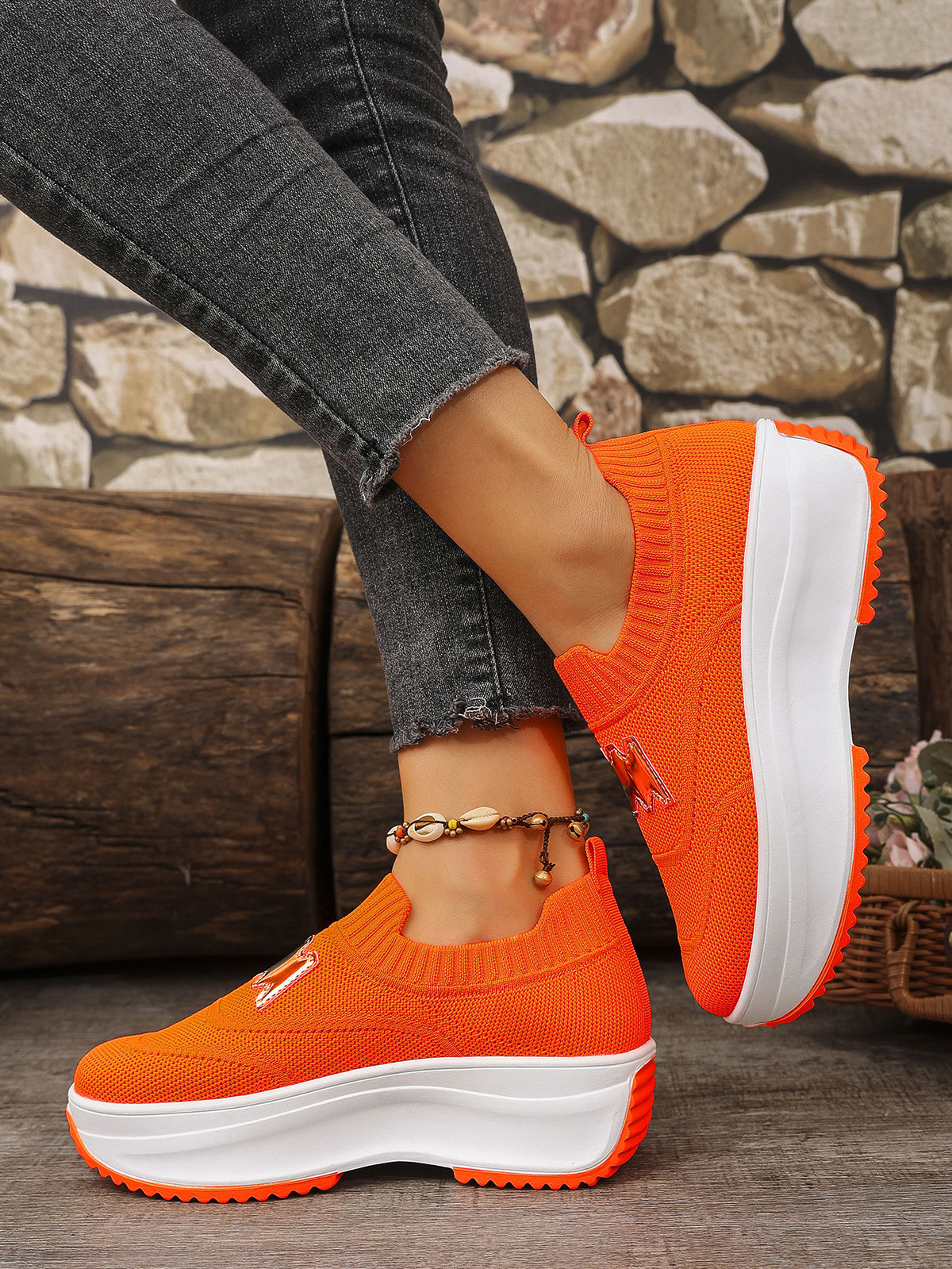 【新品未使用】te+ 手袋 check WOMEN orange 21cm Wholesale Plus Size Spring Women Fashion Thick Bottom Fly