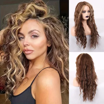 Fashion Gradient Long Curly Wig with Oblique Bangs