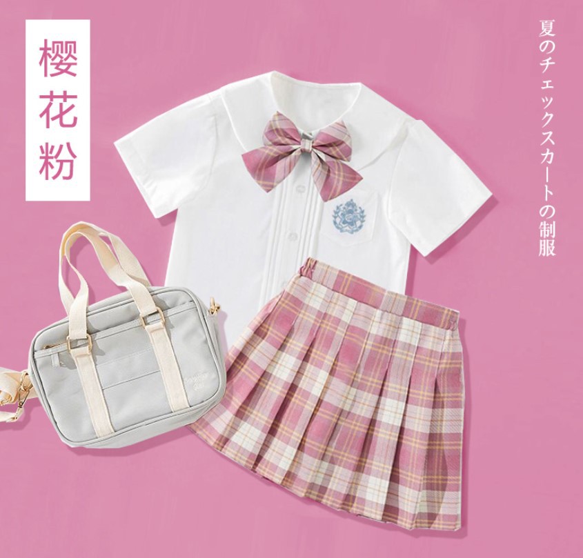 Wholesale Girl'S Fashion Shirt And Check Print Pleated Skirt