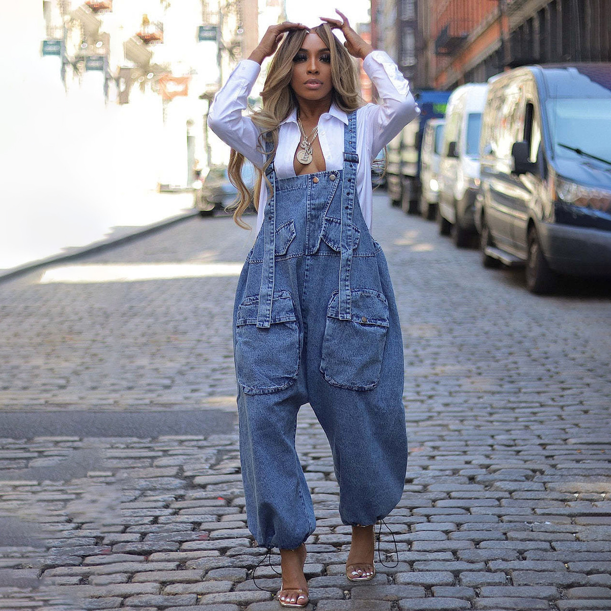 Clothing Denim Jumpsuit Street Style *'S Casual Denim Jumpsuit