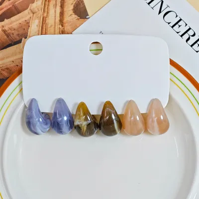 Women Fashion Solid Color Resin Water Drop Earrings 3-Pair Set