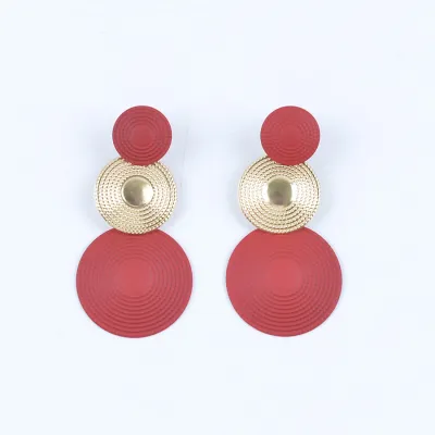 Women Fashion Solid Color Simple Geometric Metal Earrings