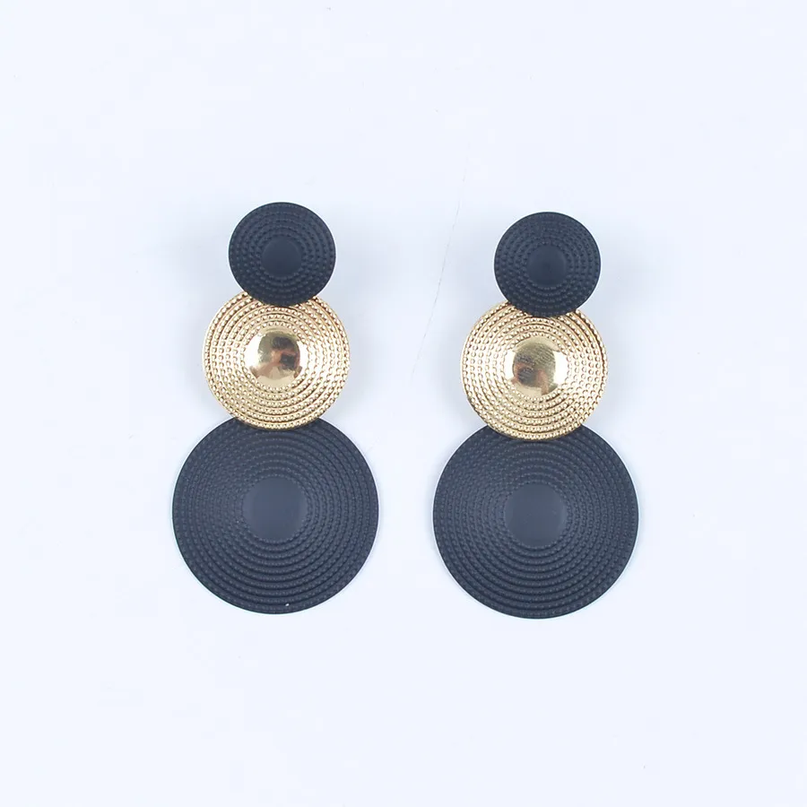 Women Fashion Solid Color Simple Geometric Metal Earrings