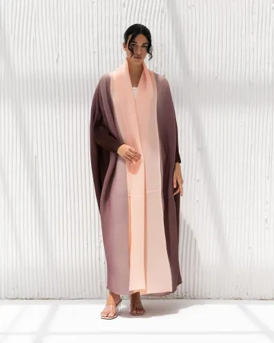 Women Casual Gradient Pleated Long-Sleeve Robe Coat
