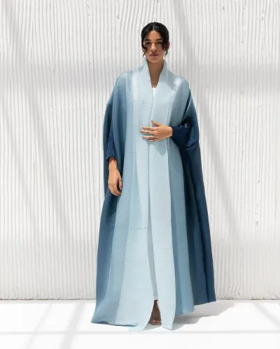 Women Casual Gradient Pleated Long-Sleeve Robe Coat
