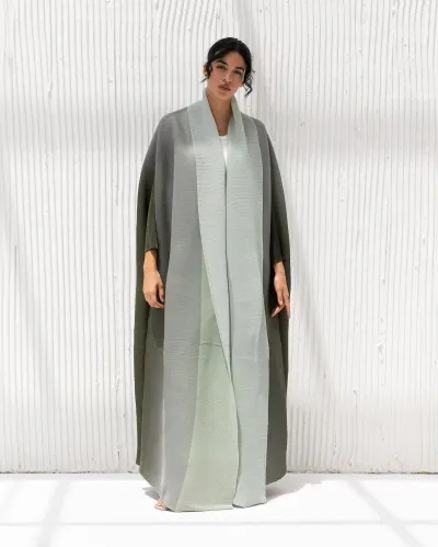 Women Casual Gradient Pleated Long-Sleeve Robe Coat