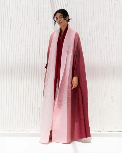 Women Casual Gradient Pleated Long-Sleeve Robe Coat