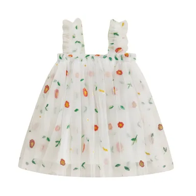 Summer Girls Embroidered Mesh Princess Tutu Dress