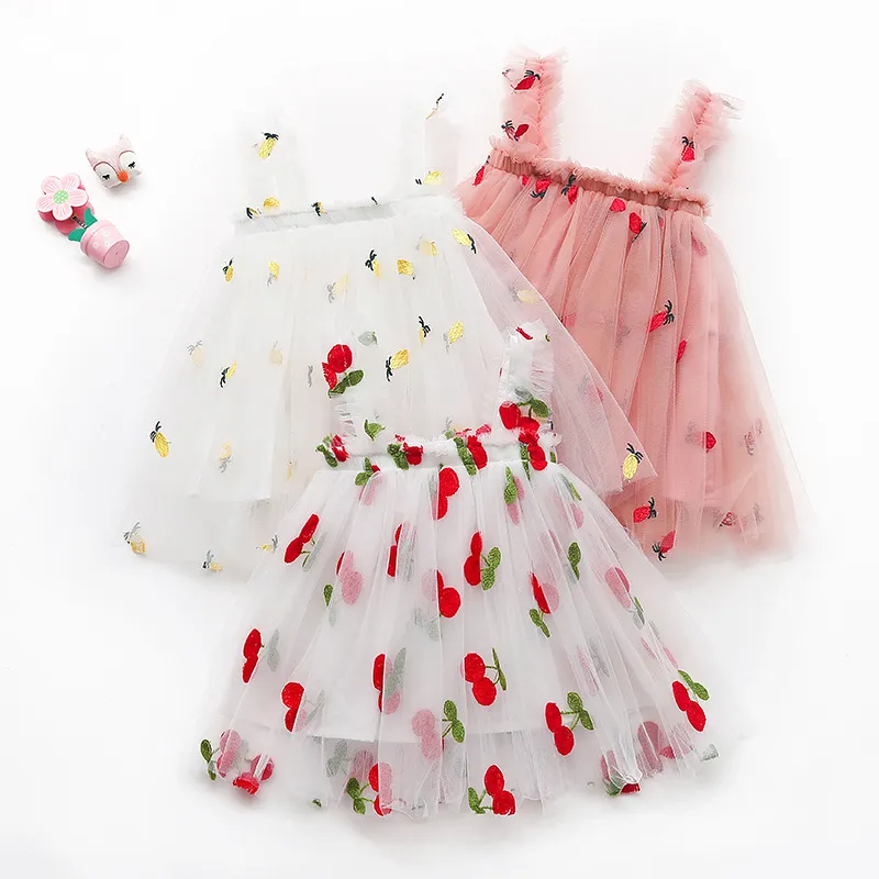 Summer Girls Embroidered Mesh Princess Tutu Dress
