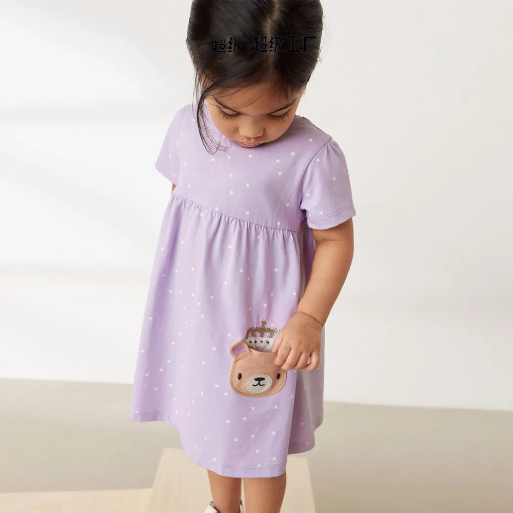 Girls Casual Fashion Short Sleeve Cartoon Princess Cotton Dress