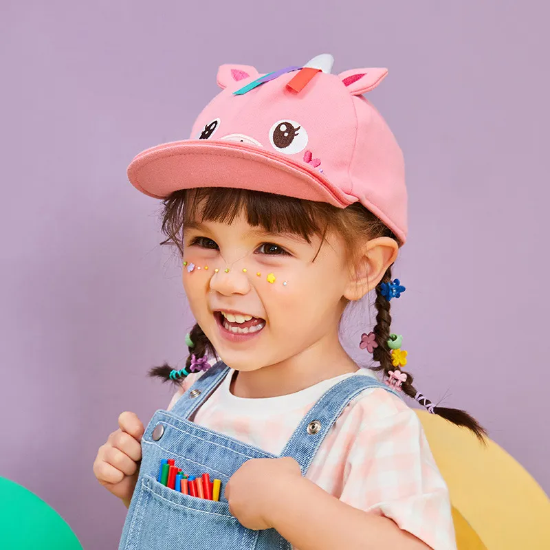 Children's Cartoon Cute Baseball Cap - Polyester Fiber Fashion Commuter Dome Style
