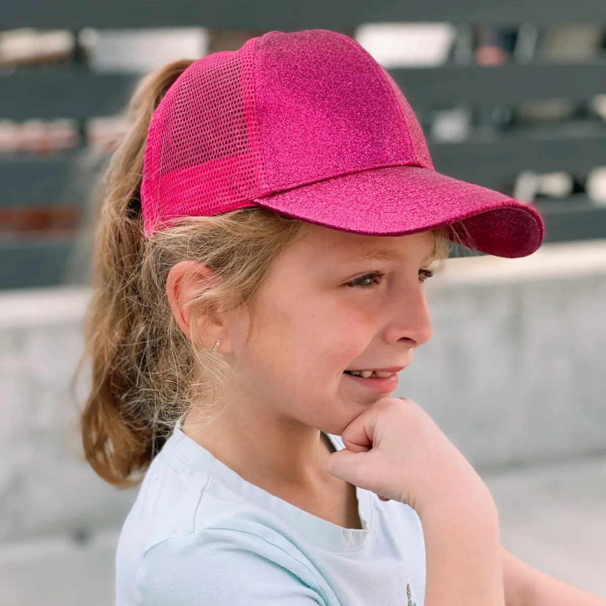 Children's Fashion Sequined Cap with Grit Material - Dome Top