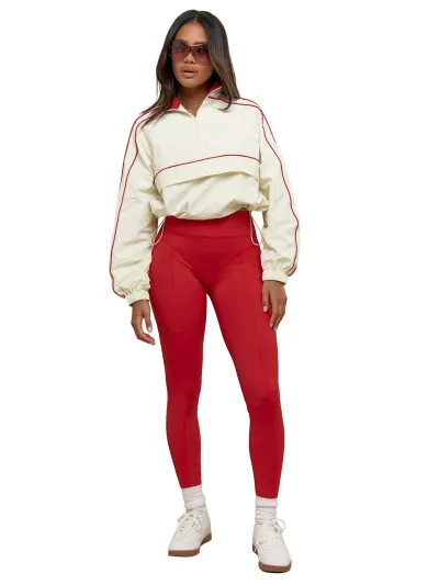 Women Athleisure Lapel Long-Sleeve Drawstring Top Tight Waist Pants Two-Piece Set