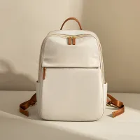 PU Women Casual Zipper Design Solid Color Large Capacity Backpack