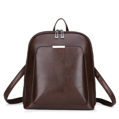 Women College Solid Casual Fashion Student PU Leather Backpack Laptop 13in
