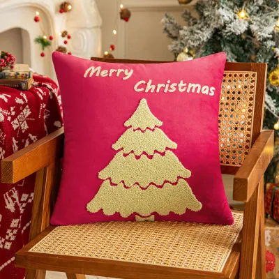 Christmas Santa Claus Embroidered Pillow Case Cartoon Polyester