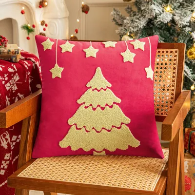 Christmas Santa Claus Embroidered Pillow Case Cartoon Polyester
