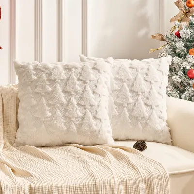 Christmas Tree Plush Pillow Case for Living Room Modern Style 45x45cm