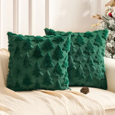 Christmas Tree Plush Pillow Case for Living Room Modern Style 45x45cm